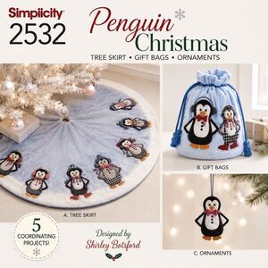 Simplicity 2532 Penguin Christmas Tree Skirt Decor Sewing Pattern Uncut Festive